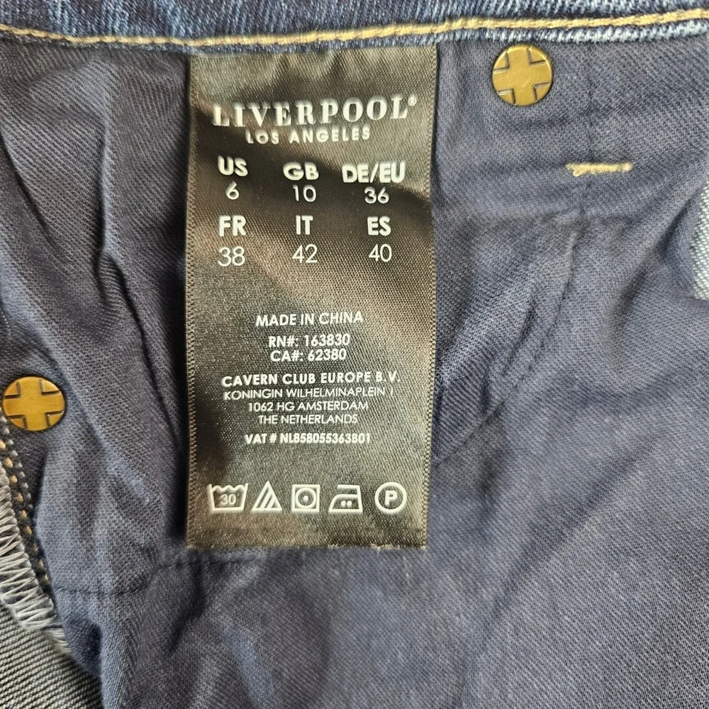 Liverpool Los Angeles Boyfriend Distressed Hem Jeans Medium Wash Womens 6/28